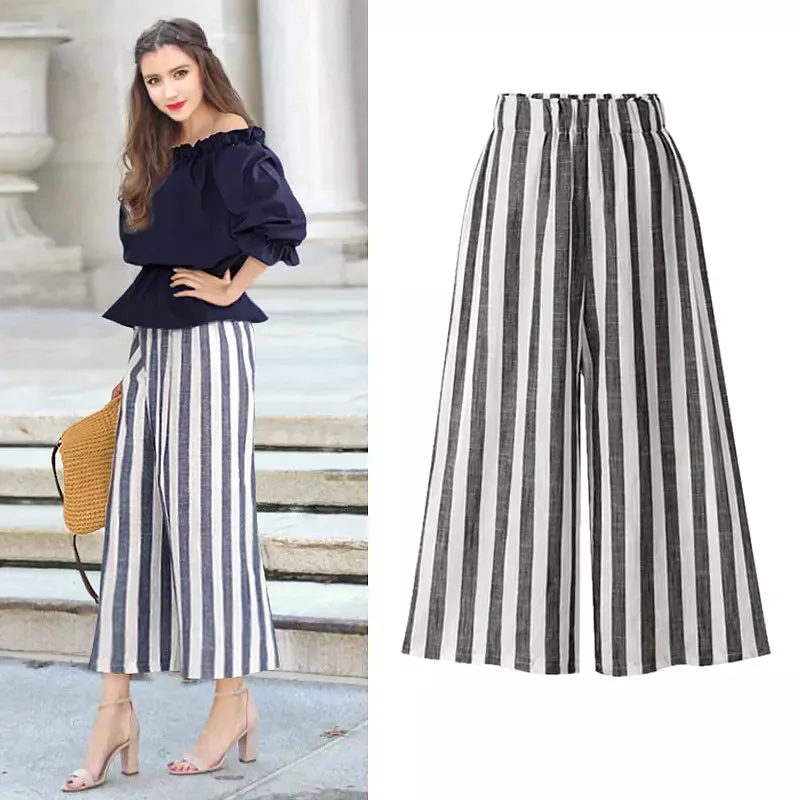 Women Wide Legs Pants High Waist Loose Skirt Plus Size