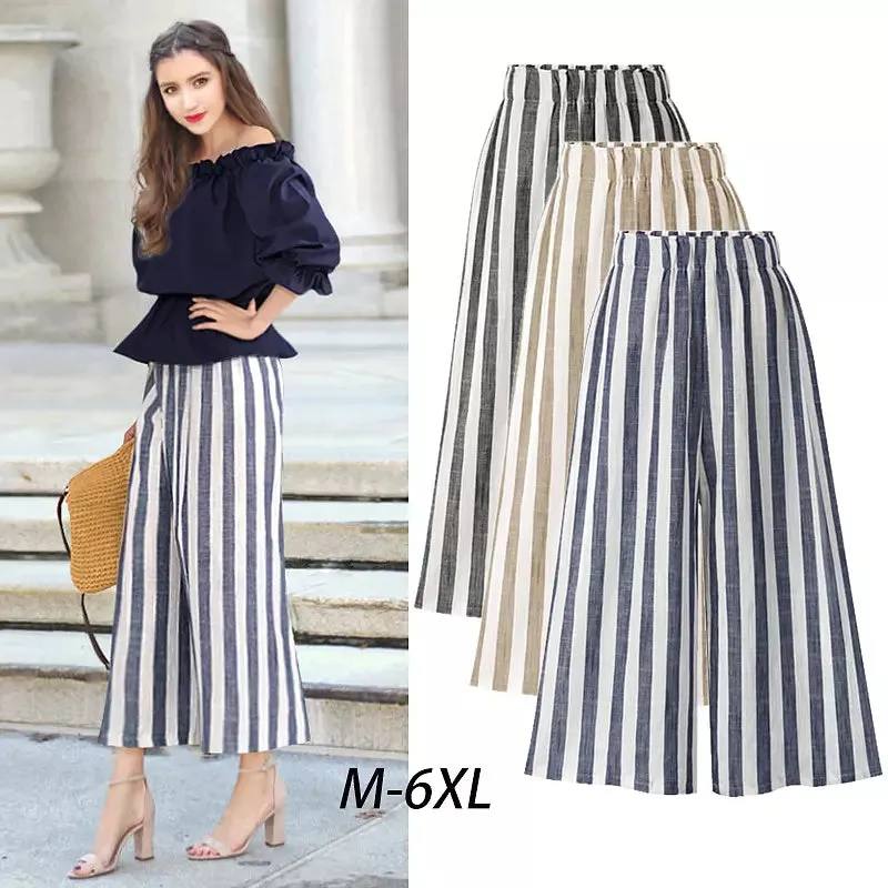 Women Wide Legs Pants High Waist Loose Skirt Plus Size