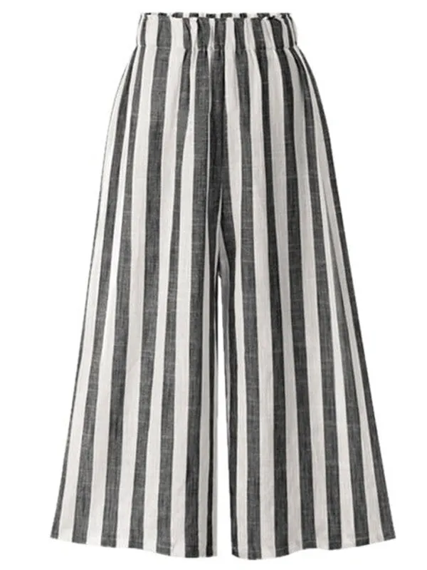 Women Wide Legs Pants High Waist Loose Skirt Plus Size