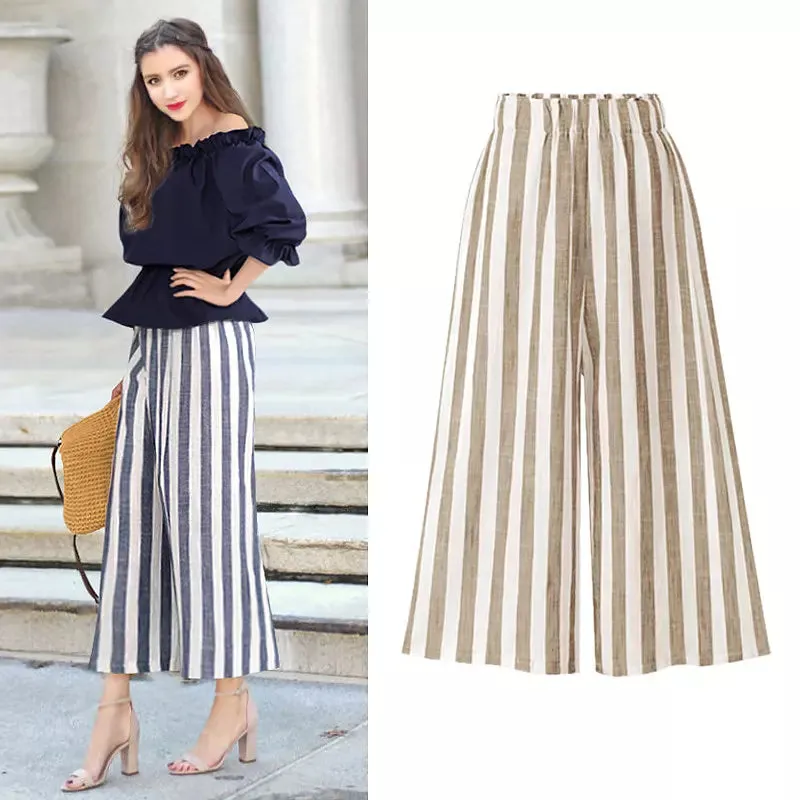 Women Wide Legs Pants High Waist Loose Skirt Plus Size