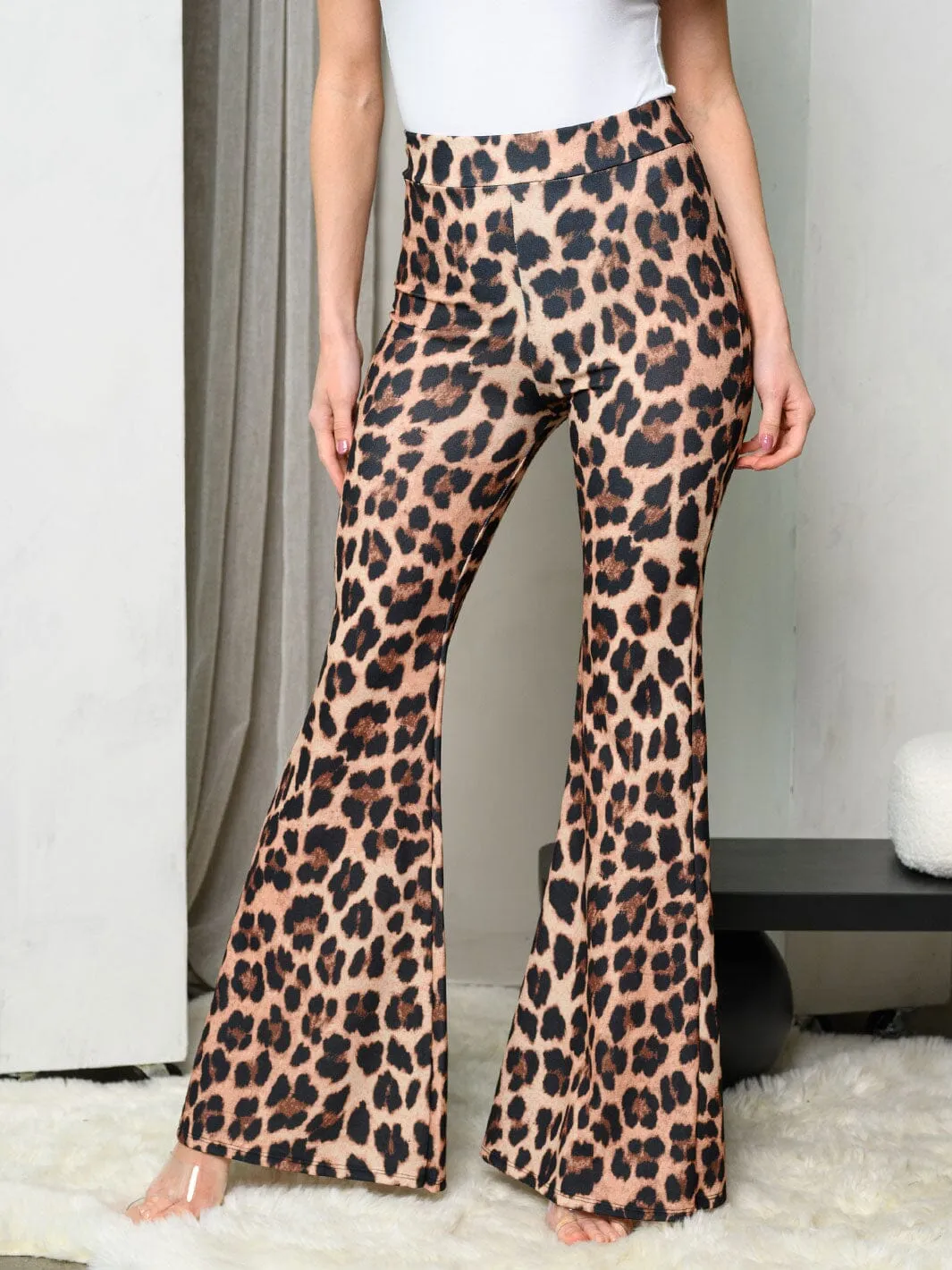 WOMEN'S ANIMAL PRINT BELL BOTTOMS PANTS