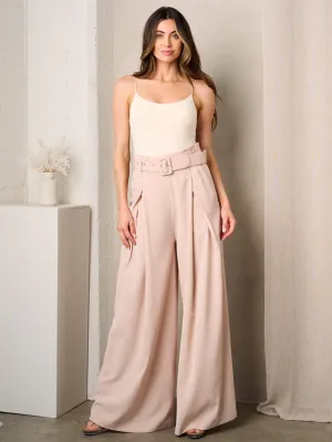WOMEN'S BELL BOTTOMS BELTED PANTS