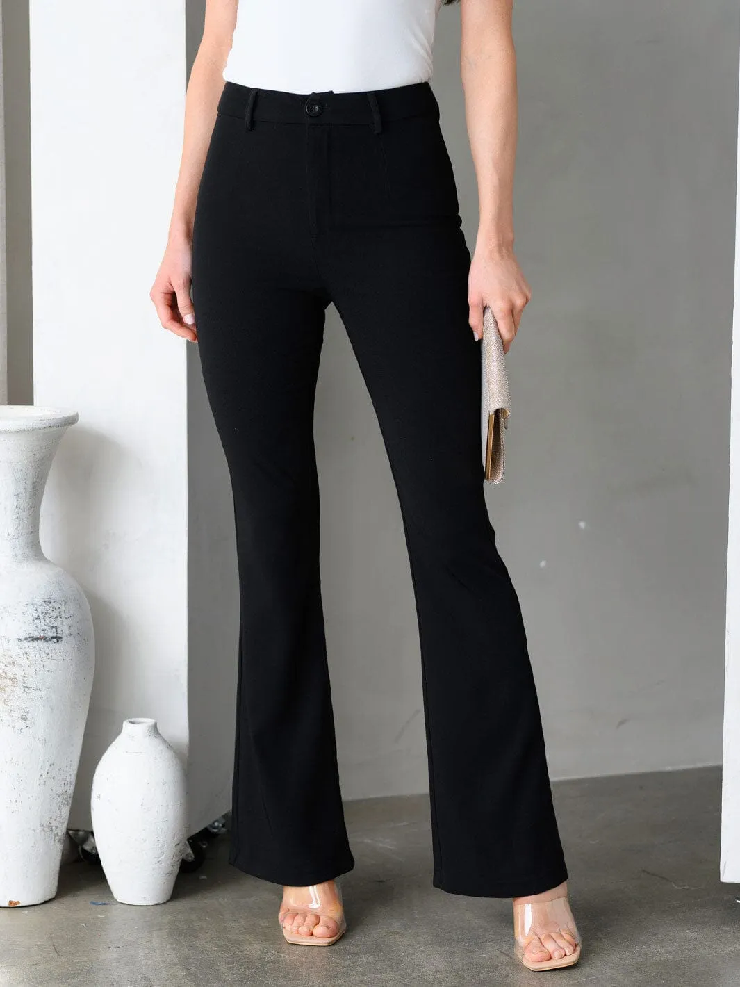 WOMEN'S BUTTONS CLOSURE BELL LEGS PANTS