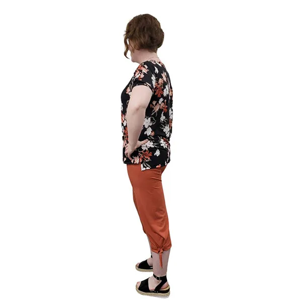 WOMEN'S CAPRI W/ TIES BAMBOO BURNT ORANGE