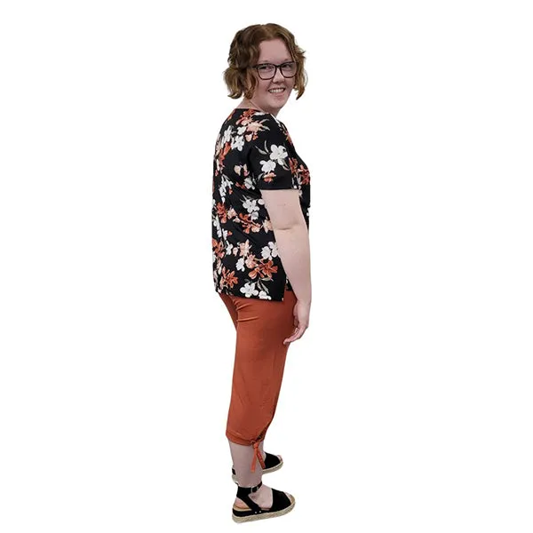WOMEN'S CAPRI W/ TIES BAMBOO BURNT ORANGE