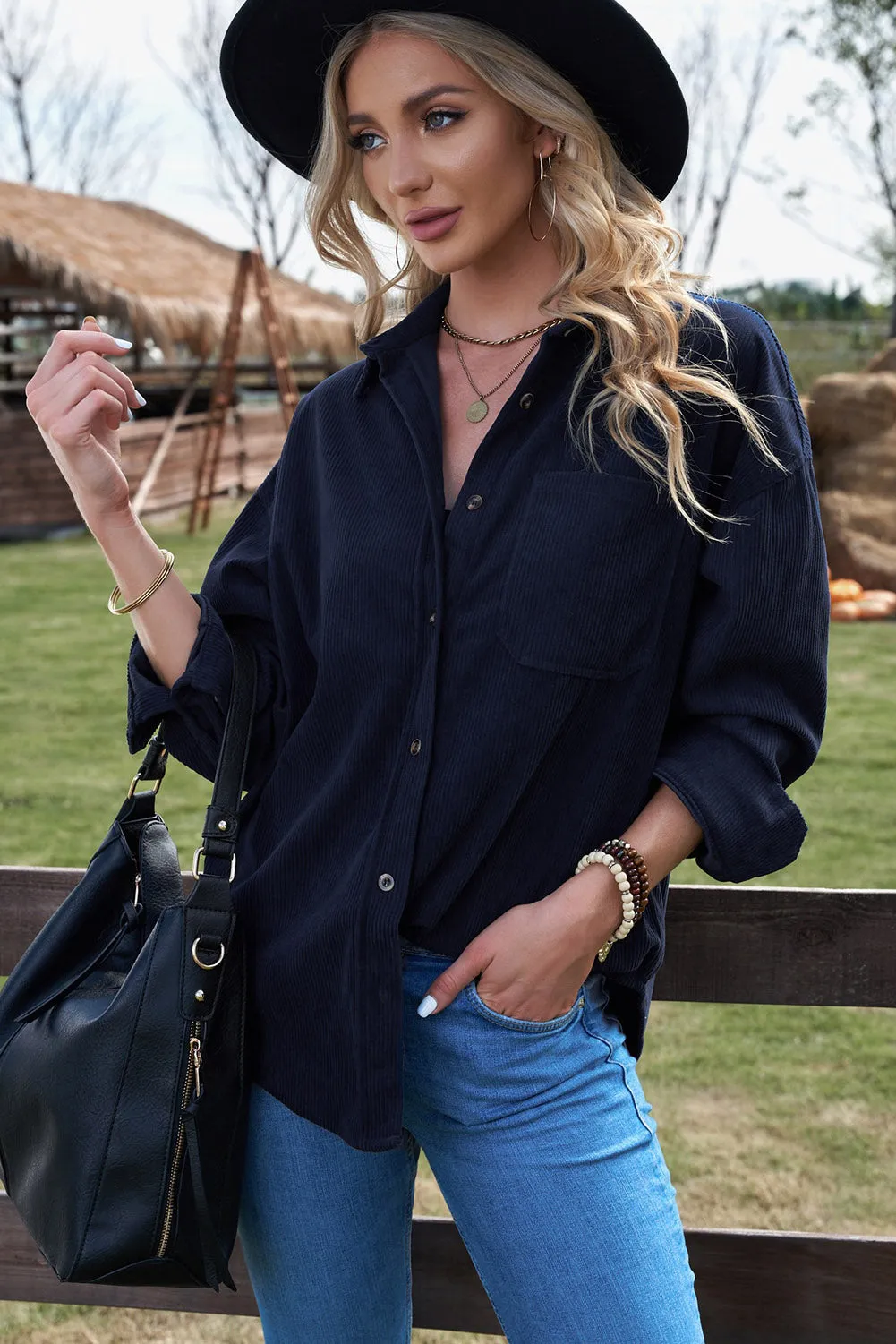 Women's Corduroy Shirt Plus Size Tops