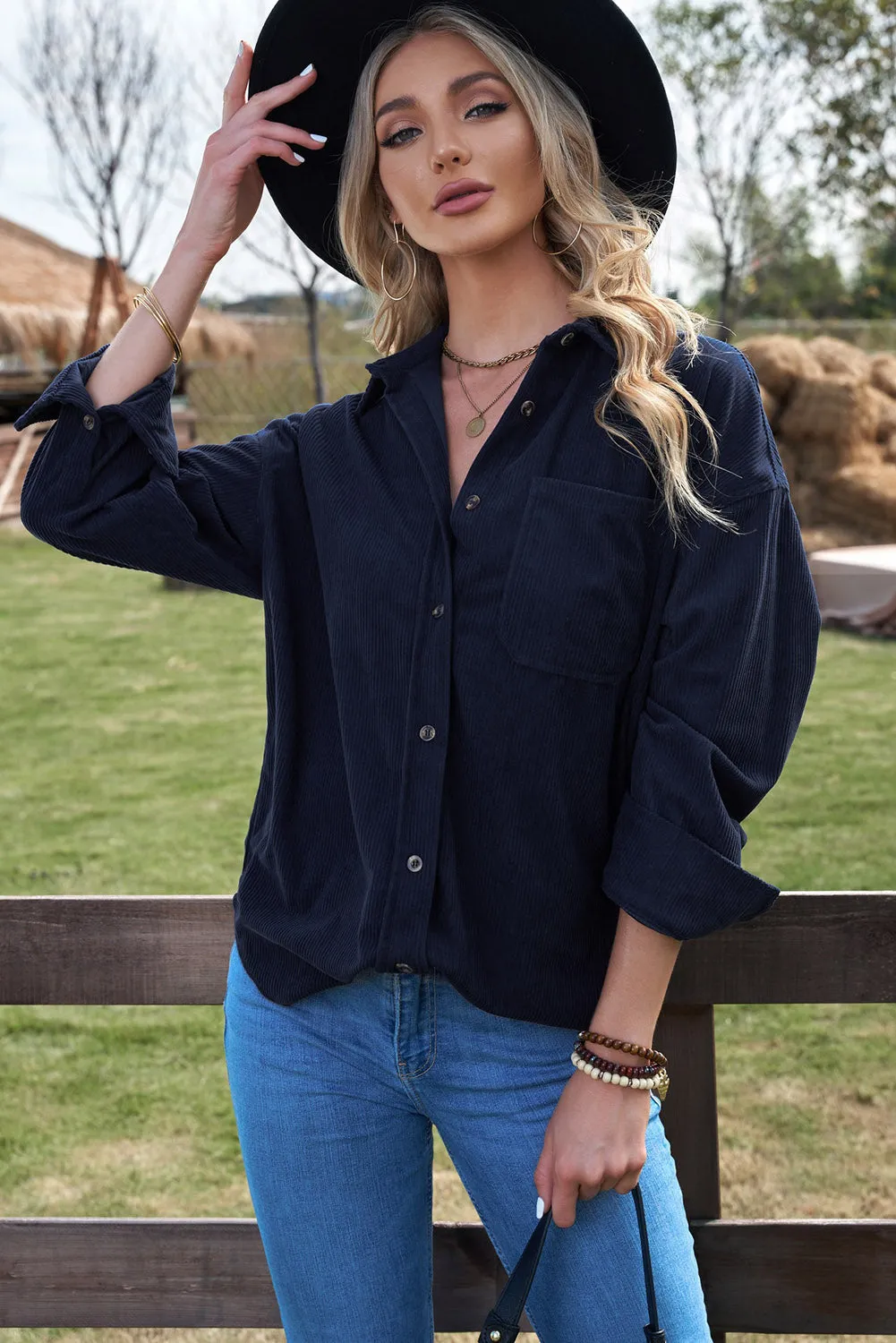 Women's Corduroy Shirt Plus Size Tops