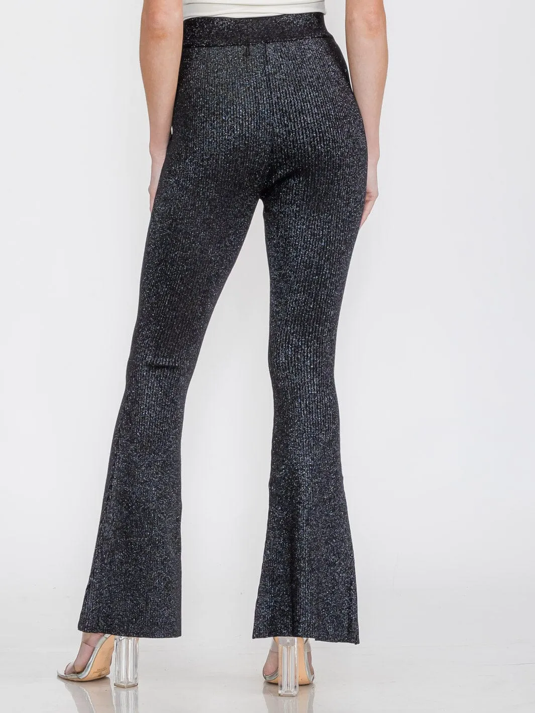 WOMEN'S ELASTIC WAIST SHIMMER BELL LEGS PANTS