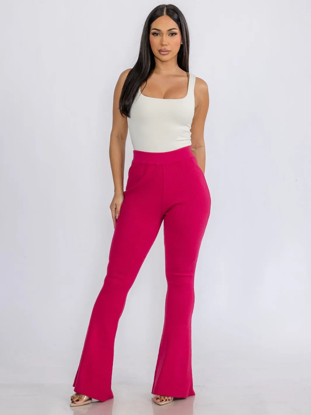 WOMEN'S ELASTIC WAIST SHIMMER BELL LEGS PANTS