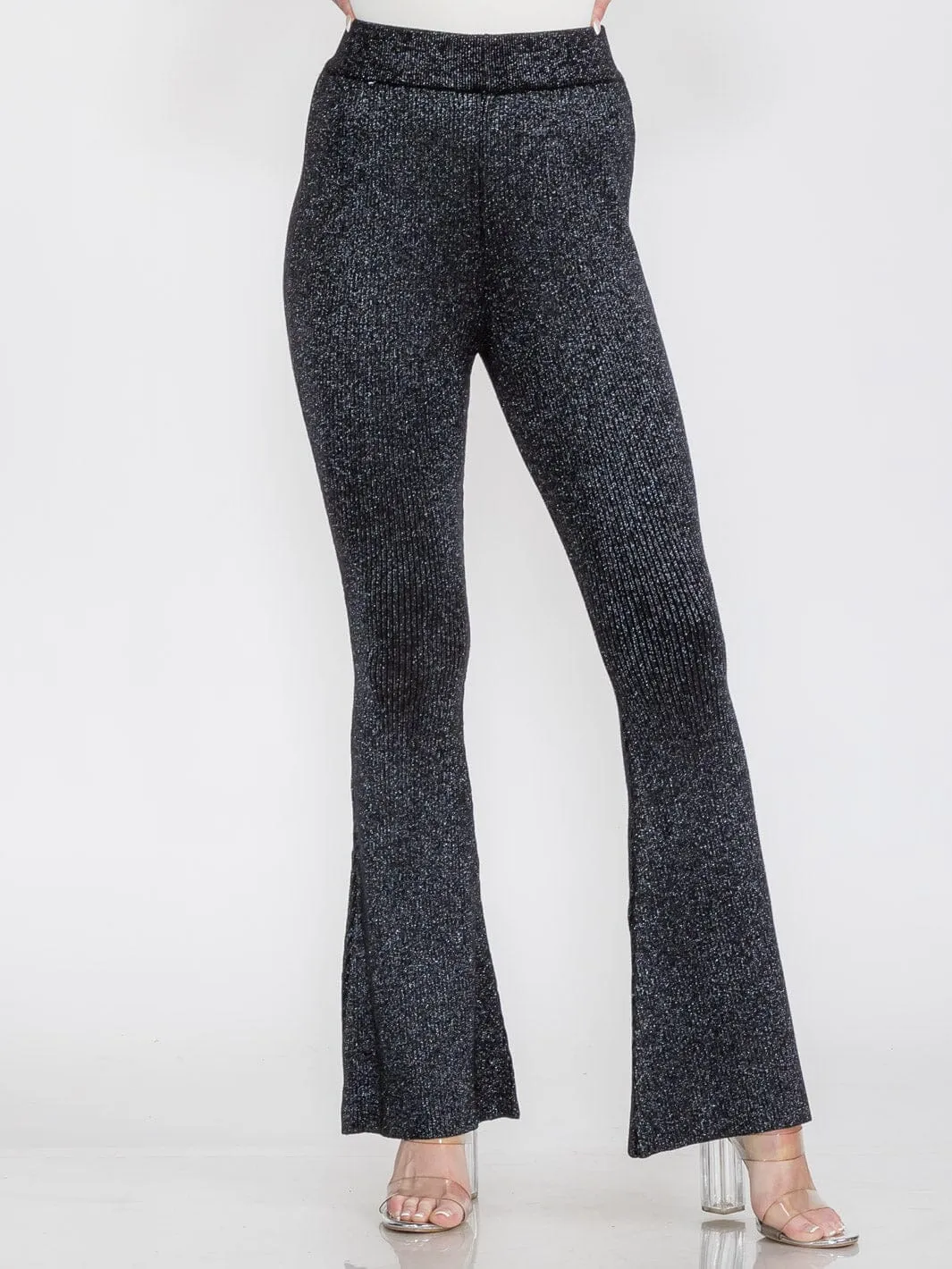 WOMEN'S ELASTIC WAIST SHIMMER BELL LEGS PANTS
