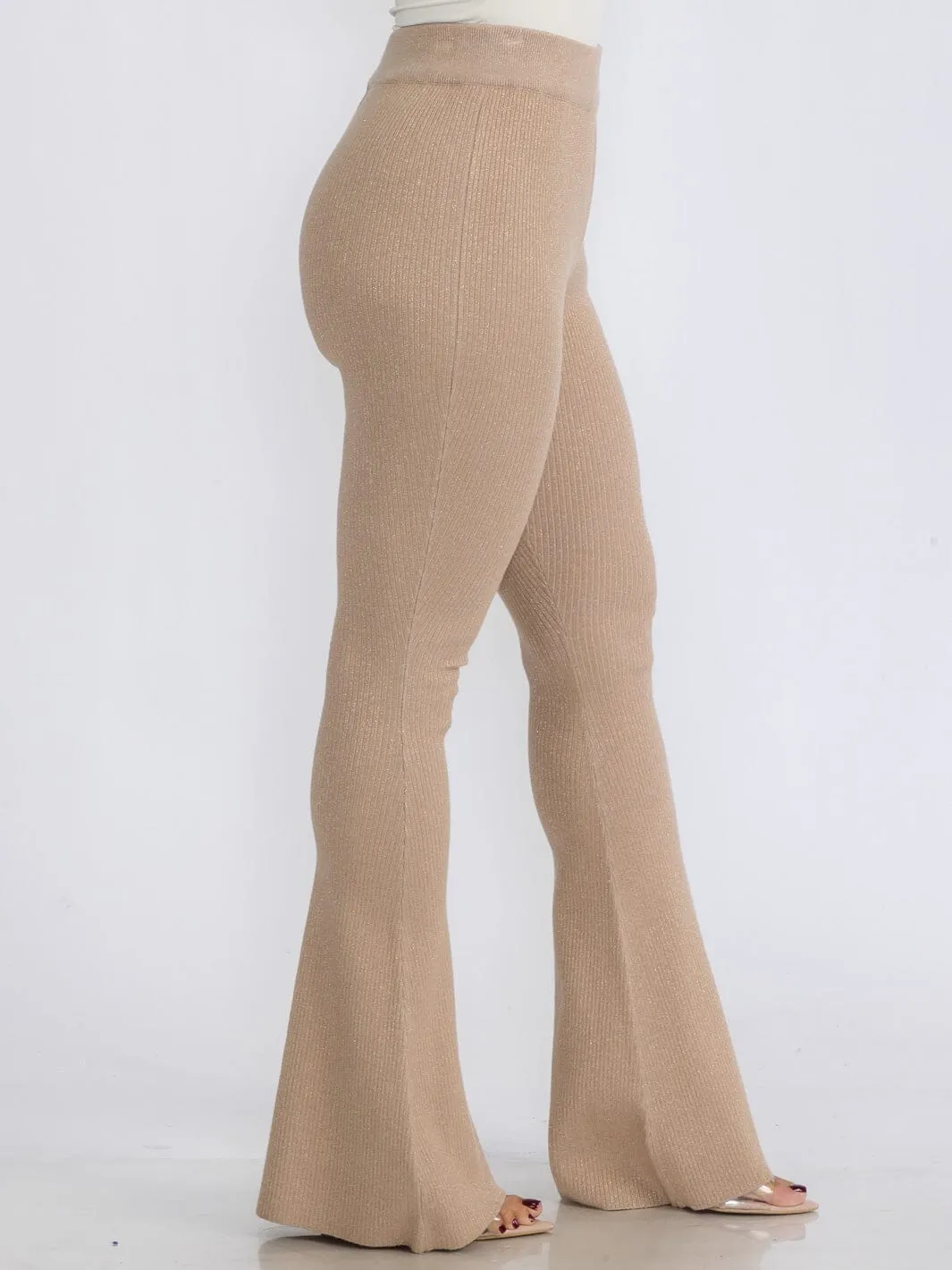 WOMEN'S ELASTIC WAIST SHIMMER BELL LEGS PANTS