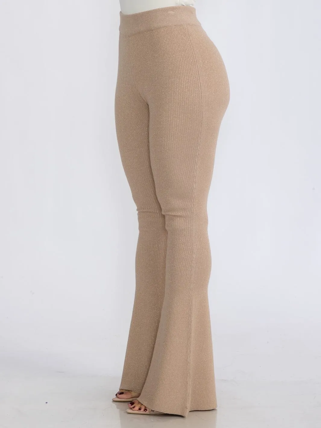 WOMEN'S ELASTIC WAIST SHIMMER BELL LEGS PANTS