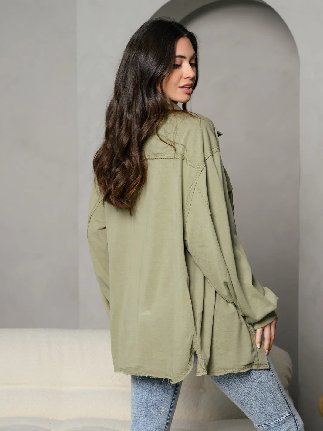 WOMEN'S FRENCH TERRY LIGHT WEIGHT FRONT POCKET JACKET