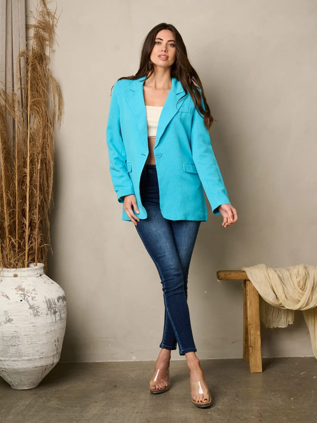 WOMEN'S LONG SLEEVE BUTTON CLOSURE BLAZER