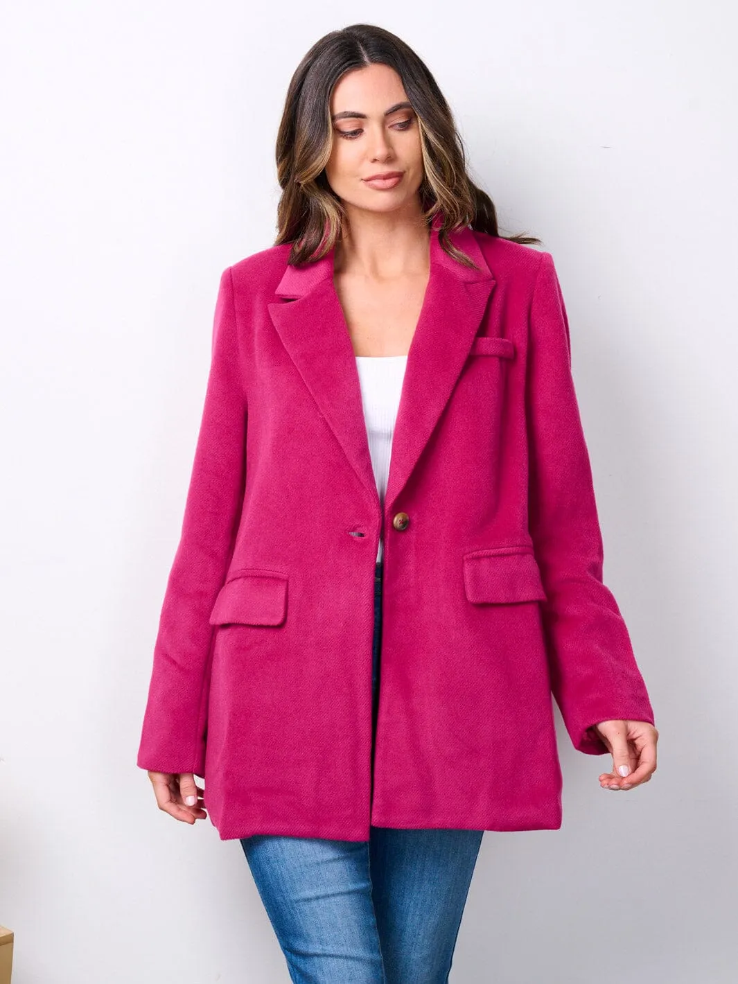 WOMEN'S LONG SLEEVE BUTTON CLOSURE POCKETS CORDUROY JACKET