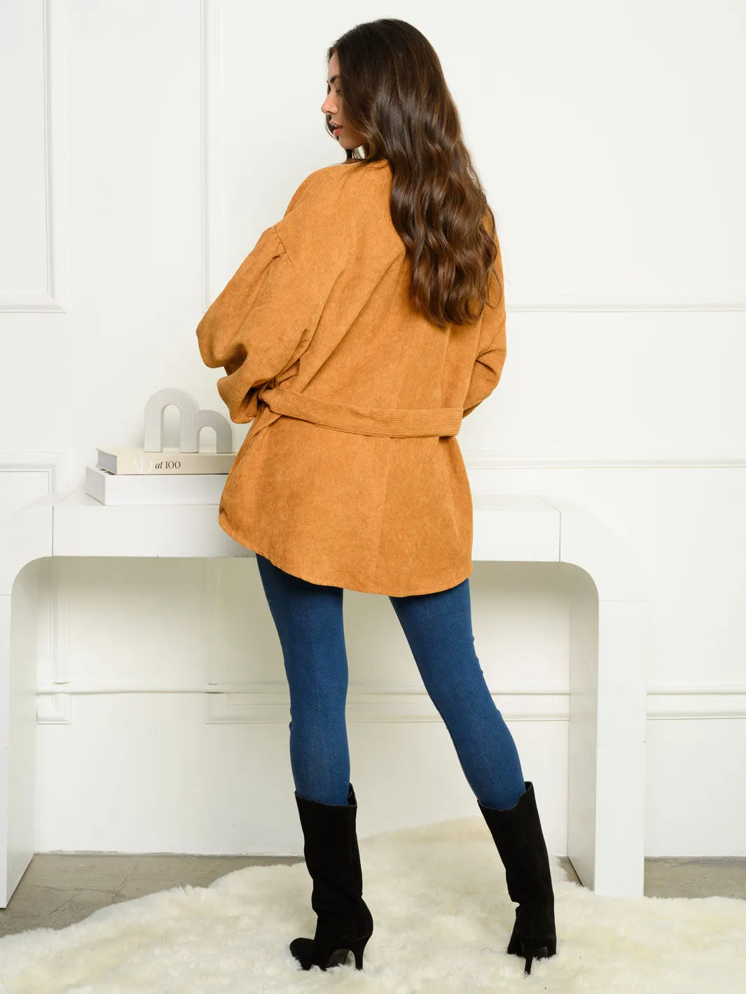 WOMEN'S LONG SLEEVE BUTTON UP CORDUROY JACKET