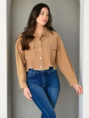 WOMEN'S LONG SLEEVE BUTTON UP CORDUROY JACKET