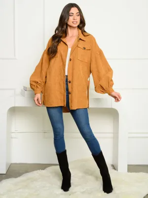 WOMEN'S LONG SLEEVE BUTTON UP CORDUROY JACKET
