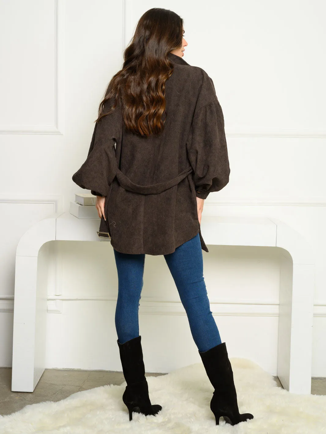 WOMEN'S LONG SLEEVE BUTTON UP CORDUROY JACKET