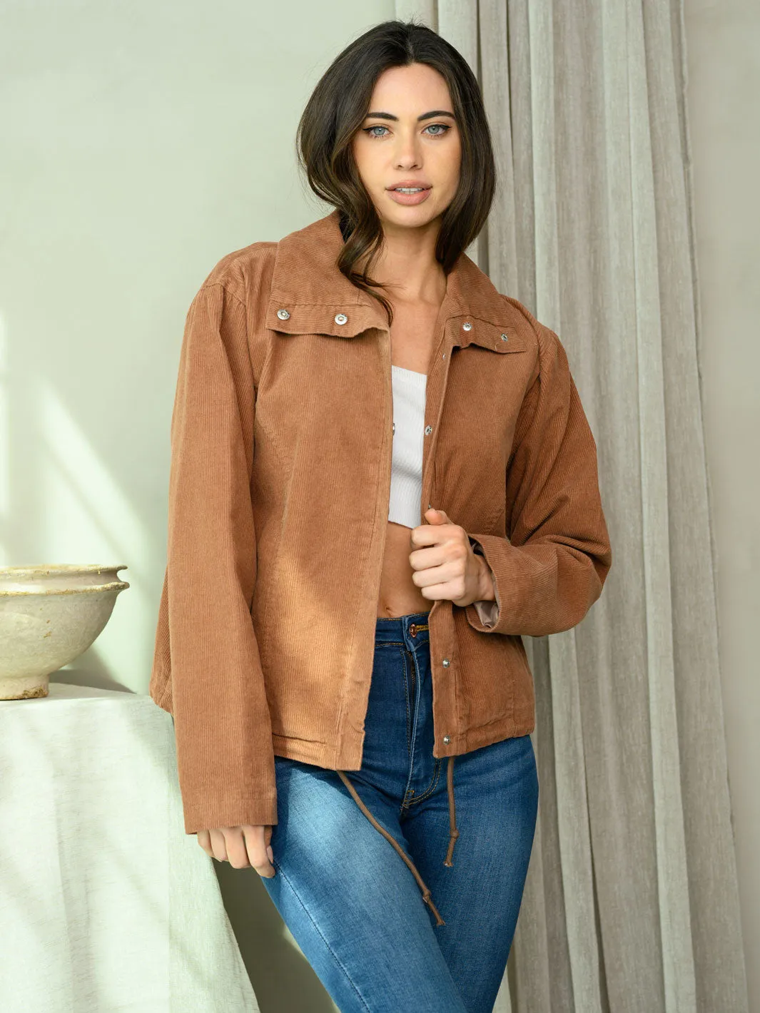 WOMEN'S LONG SLEEVE CORDUROY JACKET