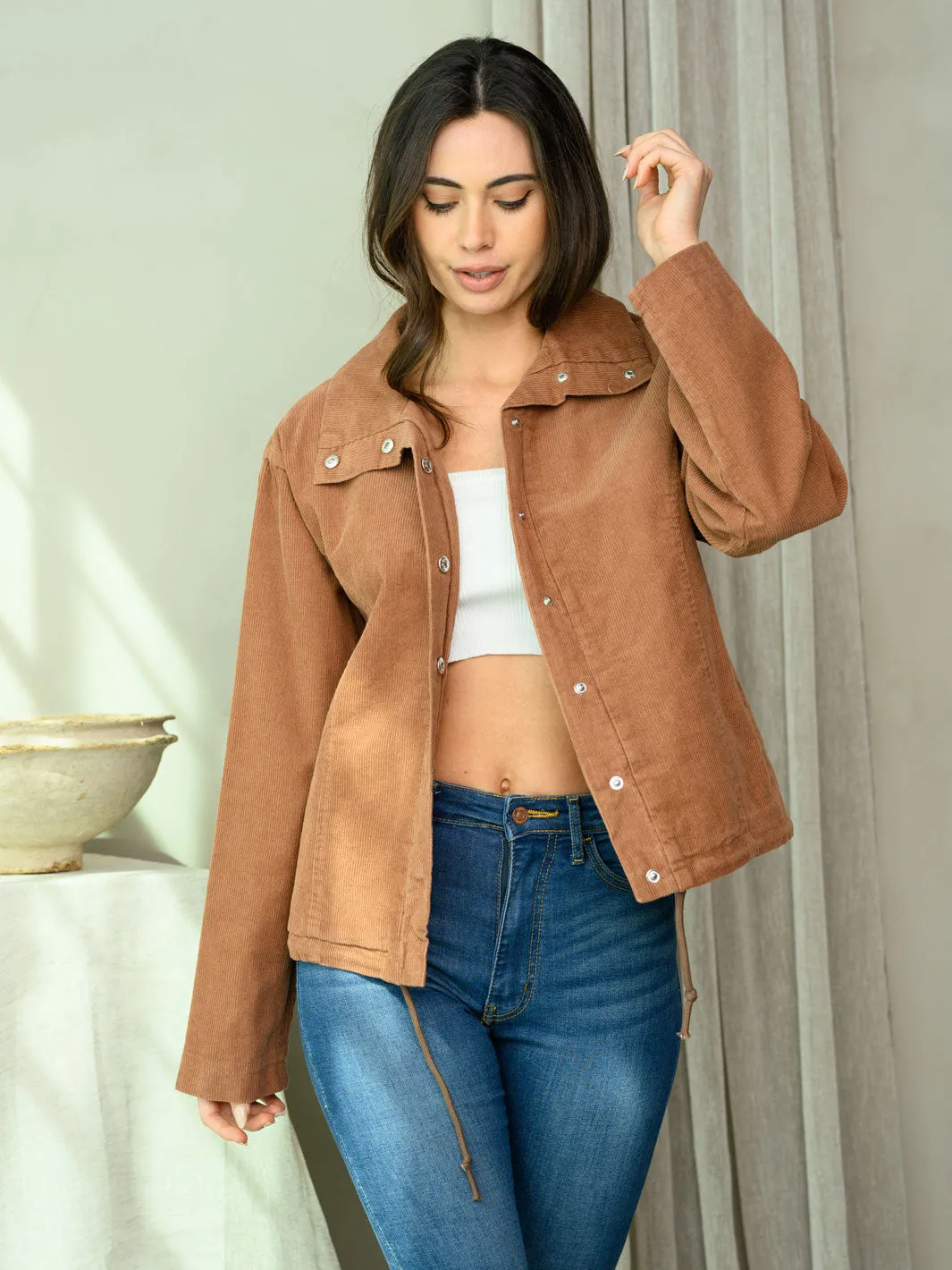 WOMEN'S LONG SLEEVE CORDUROY JACKET