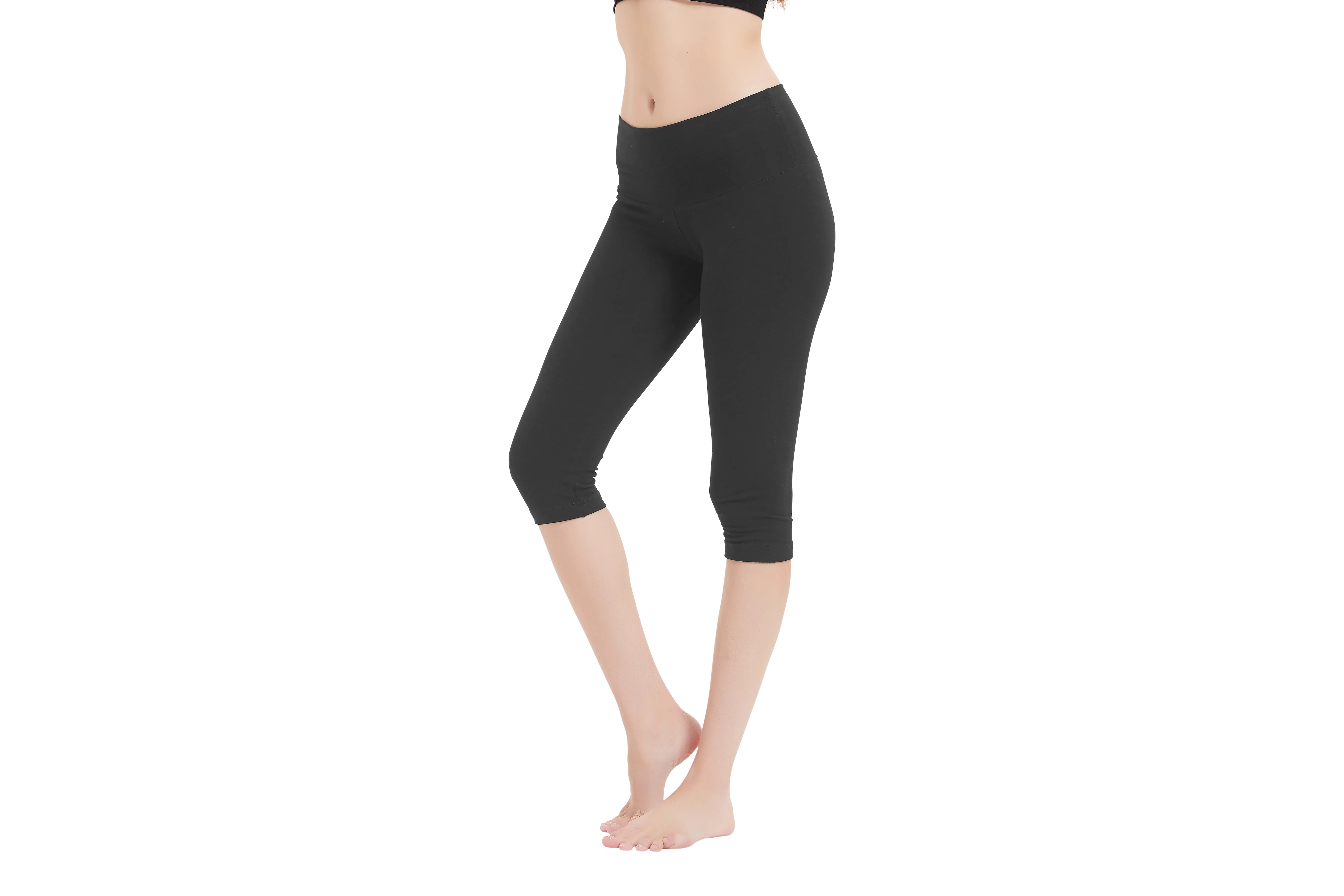 Women's Low-Rise Foldover Waist Cotton Spandex Yoga Capris