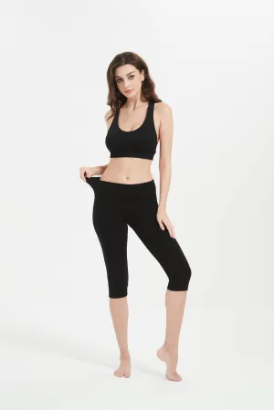 Women's Low-Rise Foldover Waist Cotton Spandex Yoga Capris