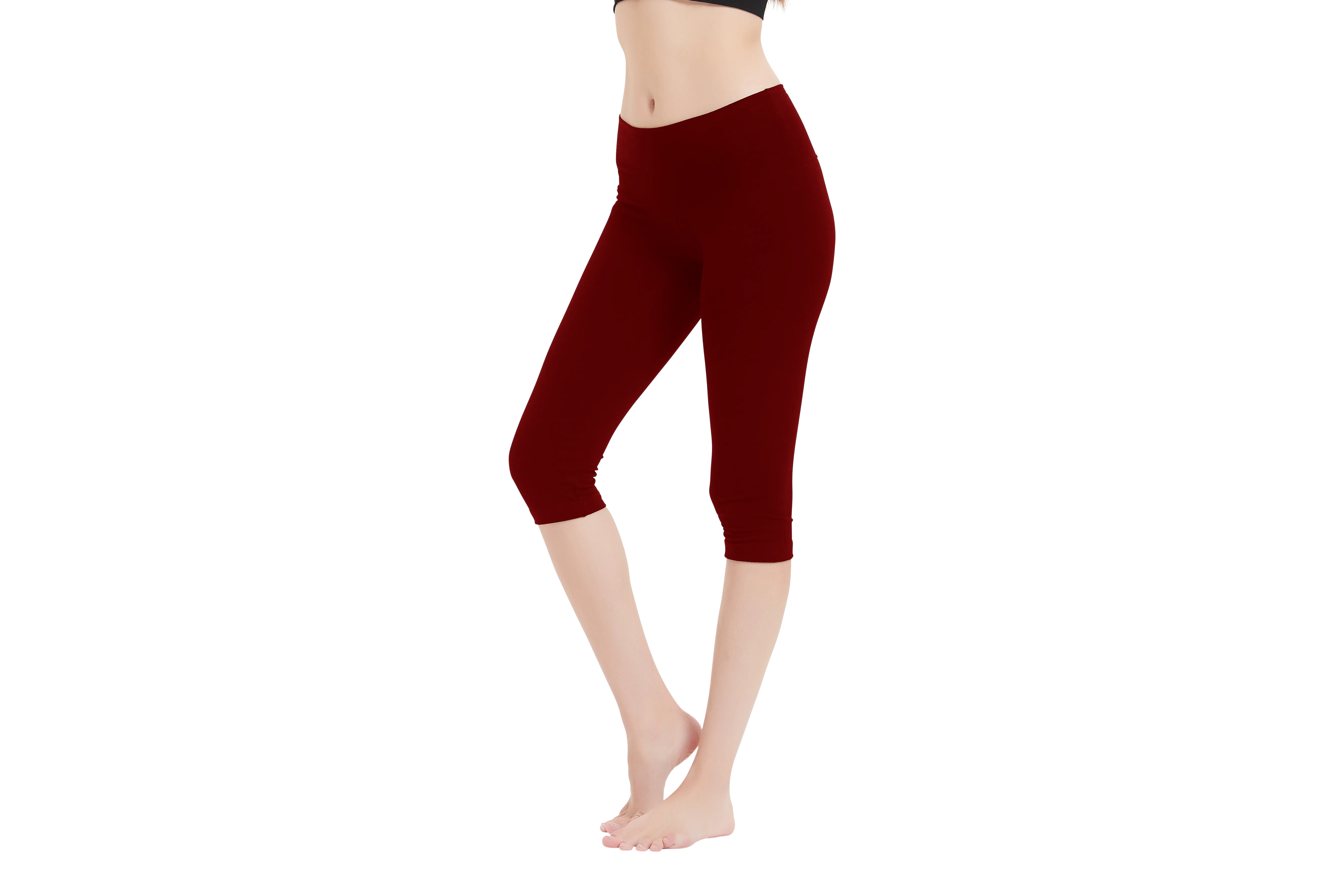 Women's Low-Rise Foldover Waist Cotton Spandex Yoga Capris
