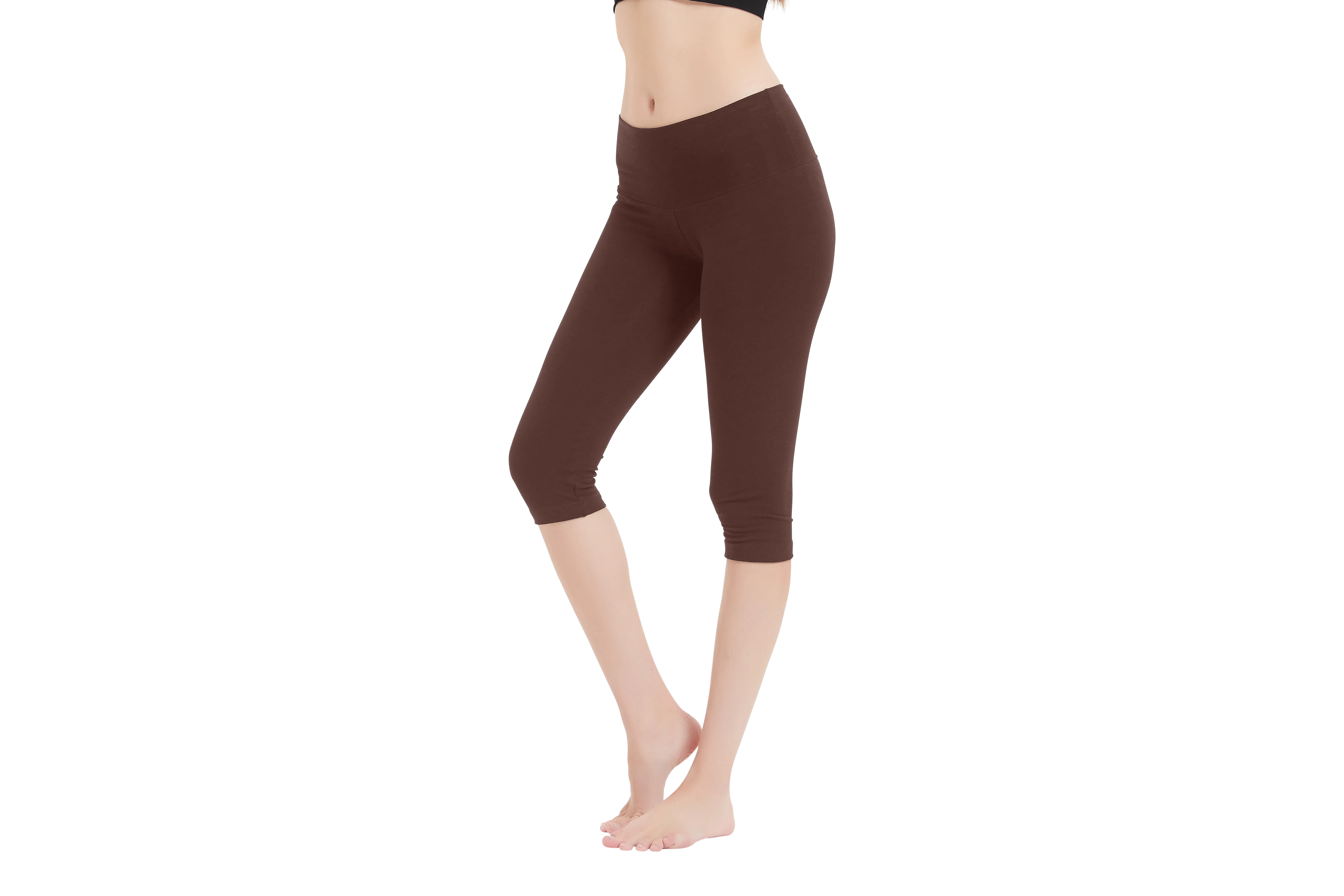 Women's Low-Rise Foldover Waist Cotton Spandex Yoga Capris