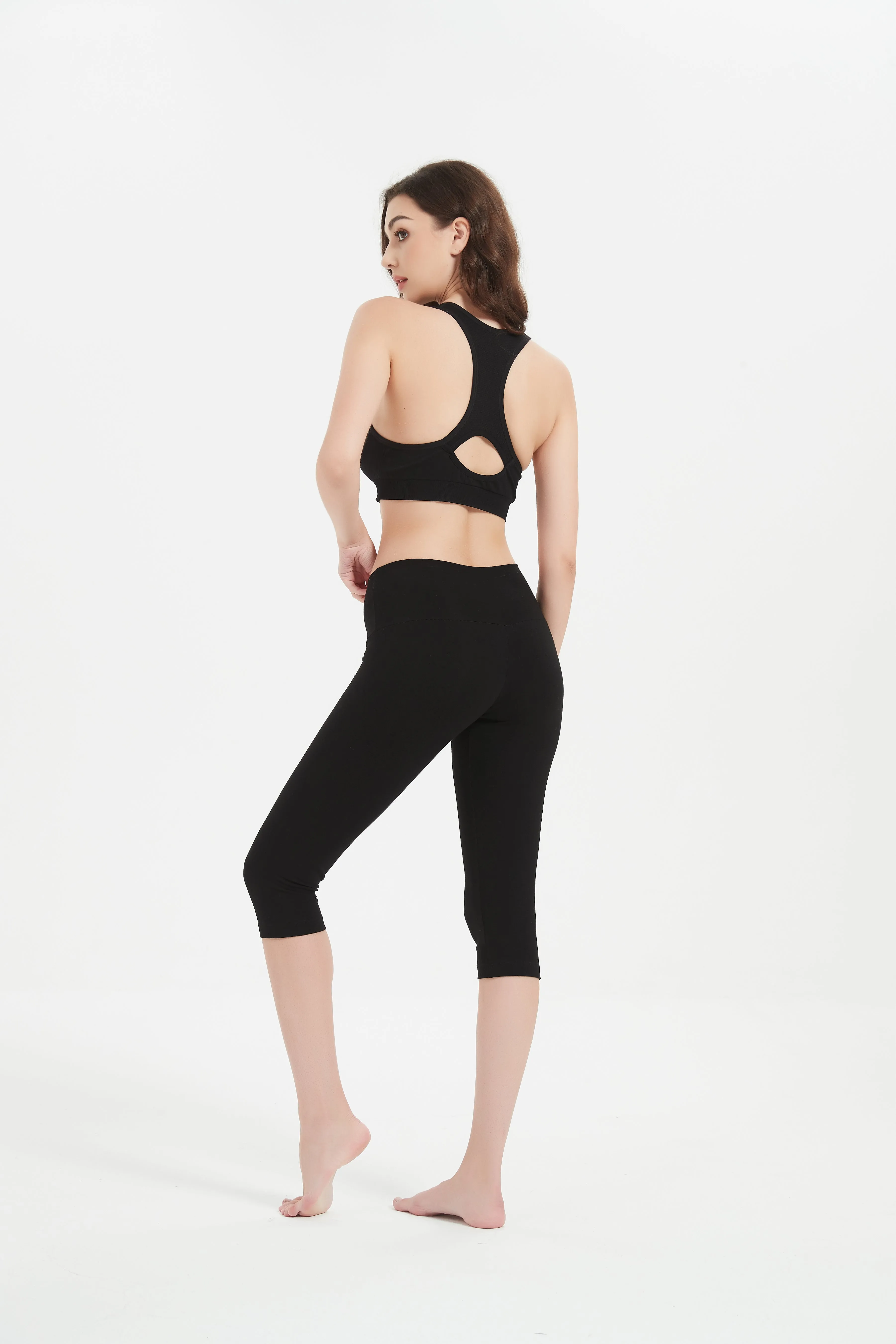 Women's Low-Rise Foldover Waist Cotton Spandex Yoga Capris