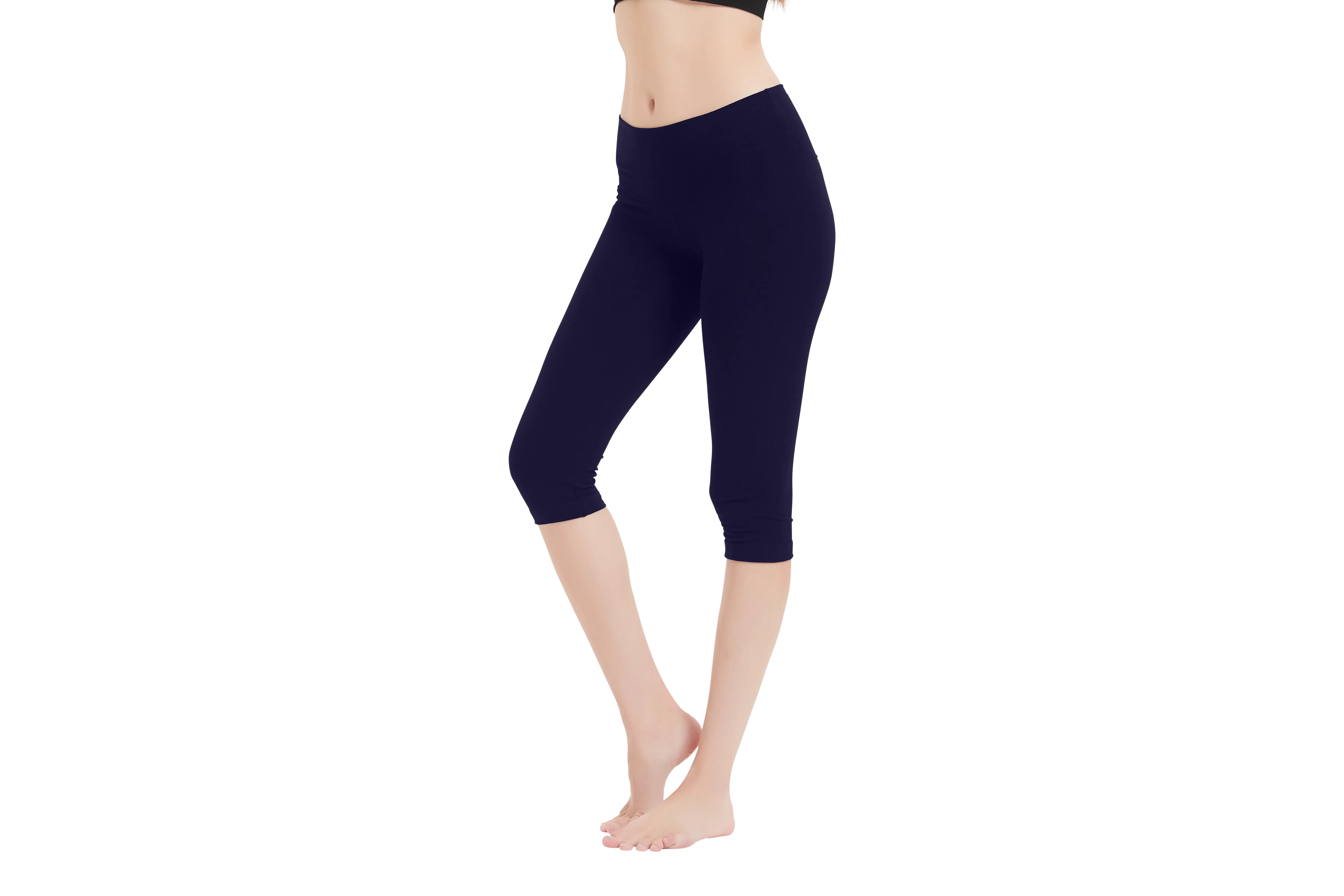Women's Low-Rise Foldover Waist Cotton Spandex Yoga Capris