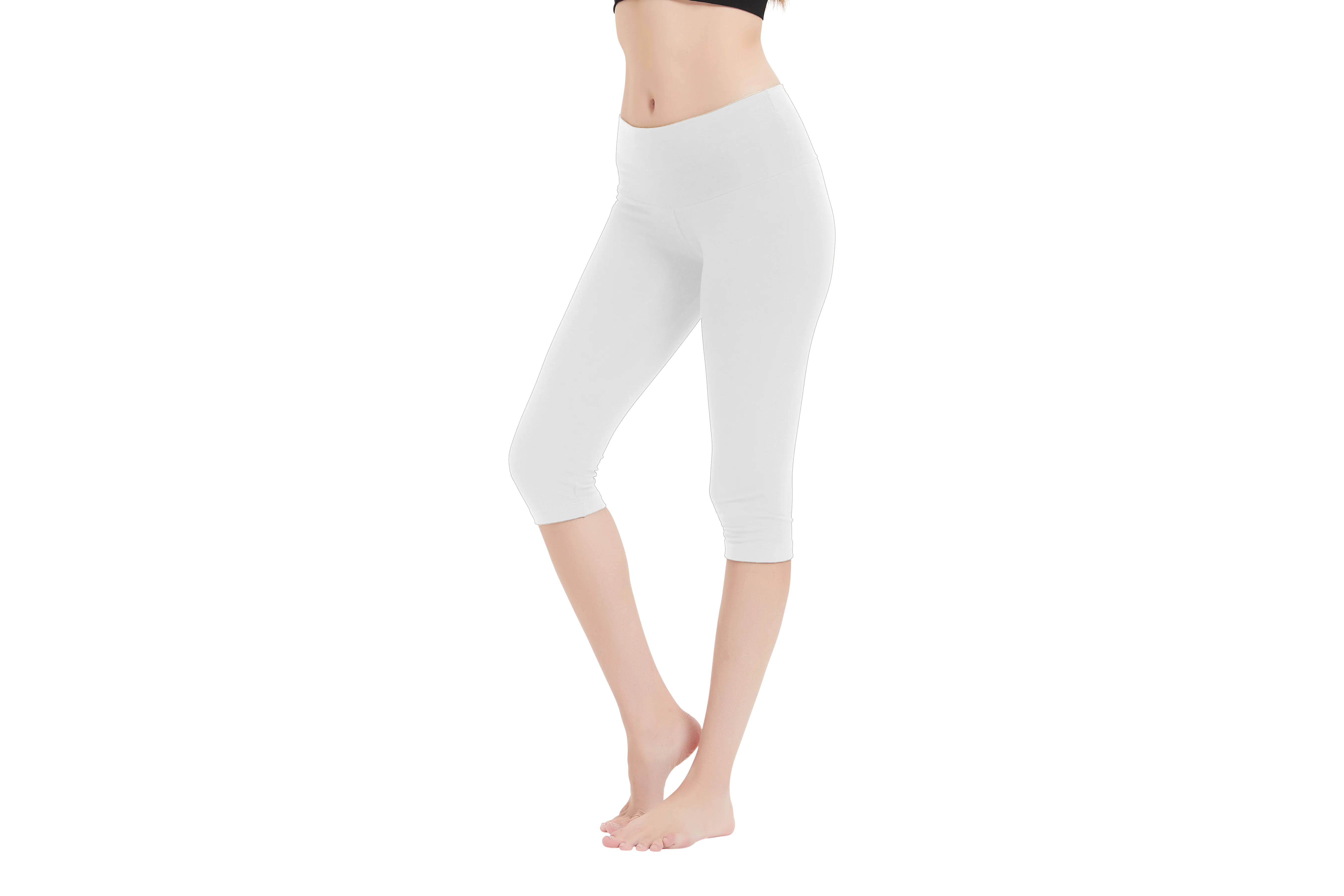 Women's Low-Rise Foldover Waist Cotton Spandex Yoga Capris