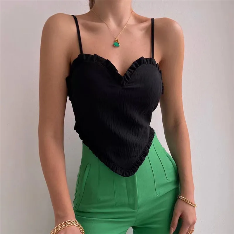 Women's Open Back Strapped Solid Color Sleeveless Crop Tops