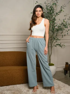 WOMEN'S SELF TIE POCKETS BELL BOTTOMS PANTS