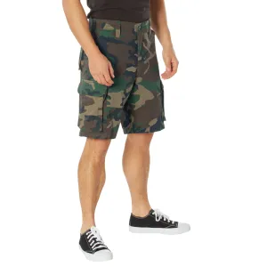 Woodland Camouflage - Tactical Vintage Paratrooper BDU Cargo Shorts - Poly Cotton - Zipper Fly