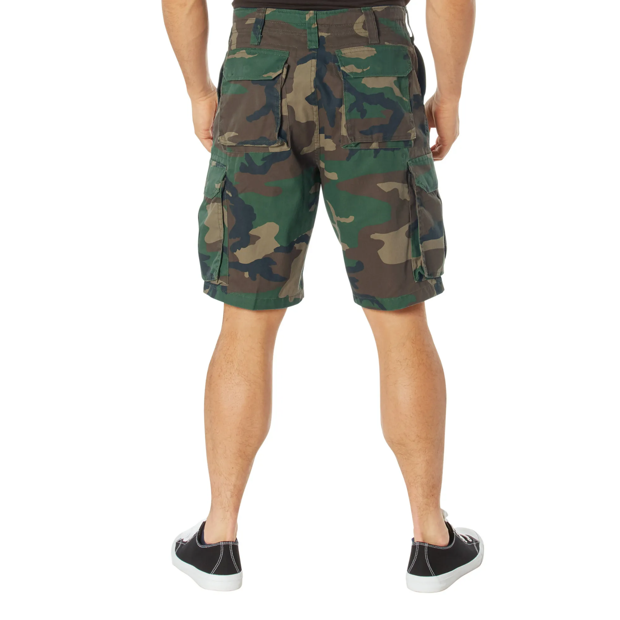 Woodland Camouflage - Tactical Vintage Paratrooper BDU Cargo Shorts - Poly Cotton - Zipper Fly