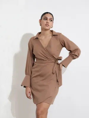 Wrap Cuff Detail Mini Dress