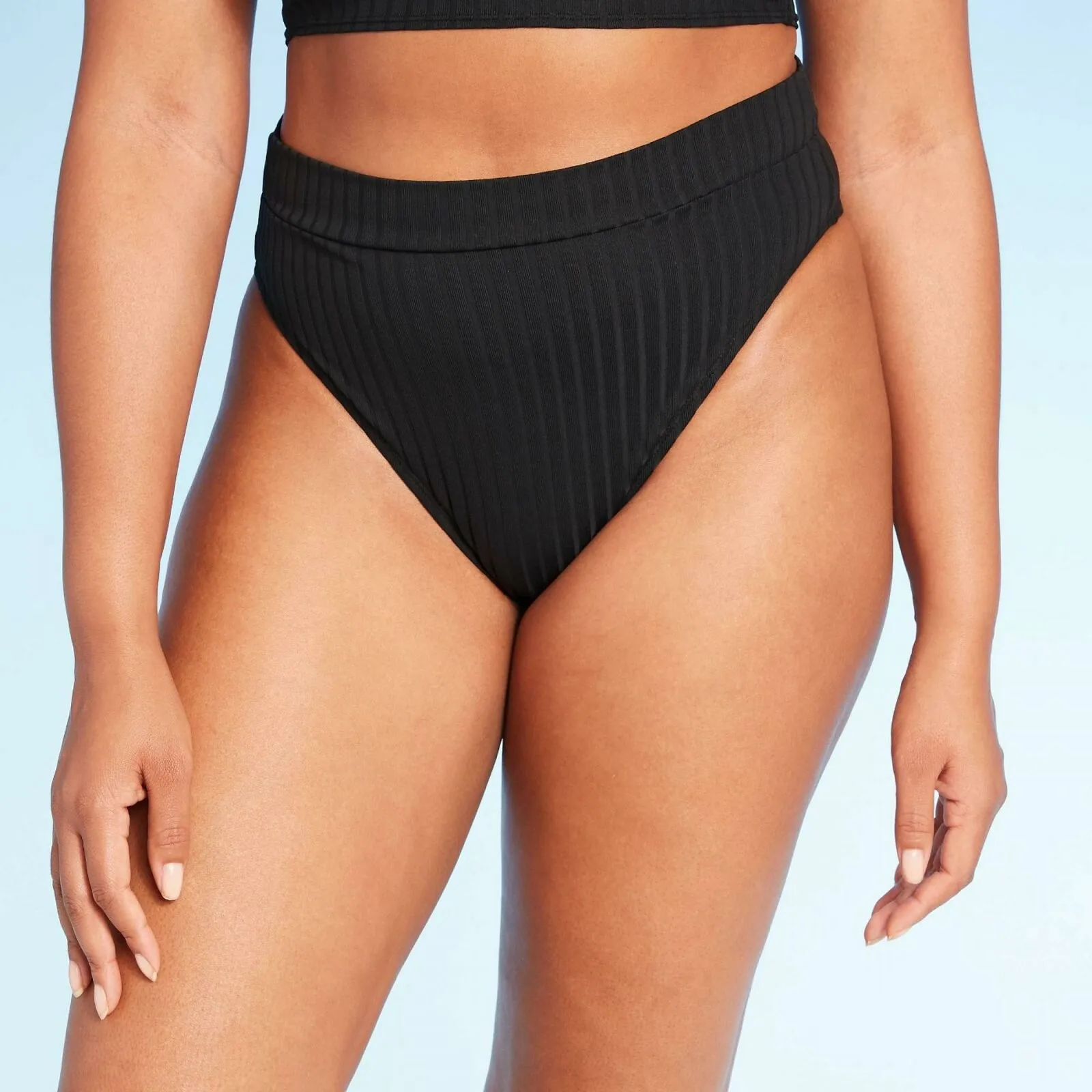Xhilaration Women's Ribbed High Leg High Waist Bikini Bottom