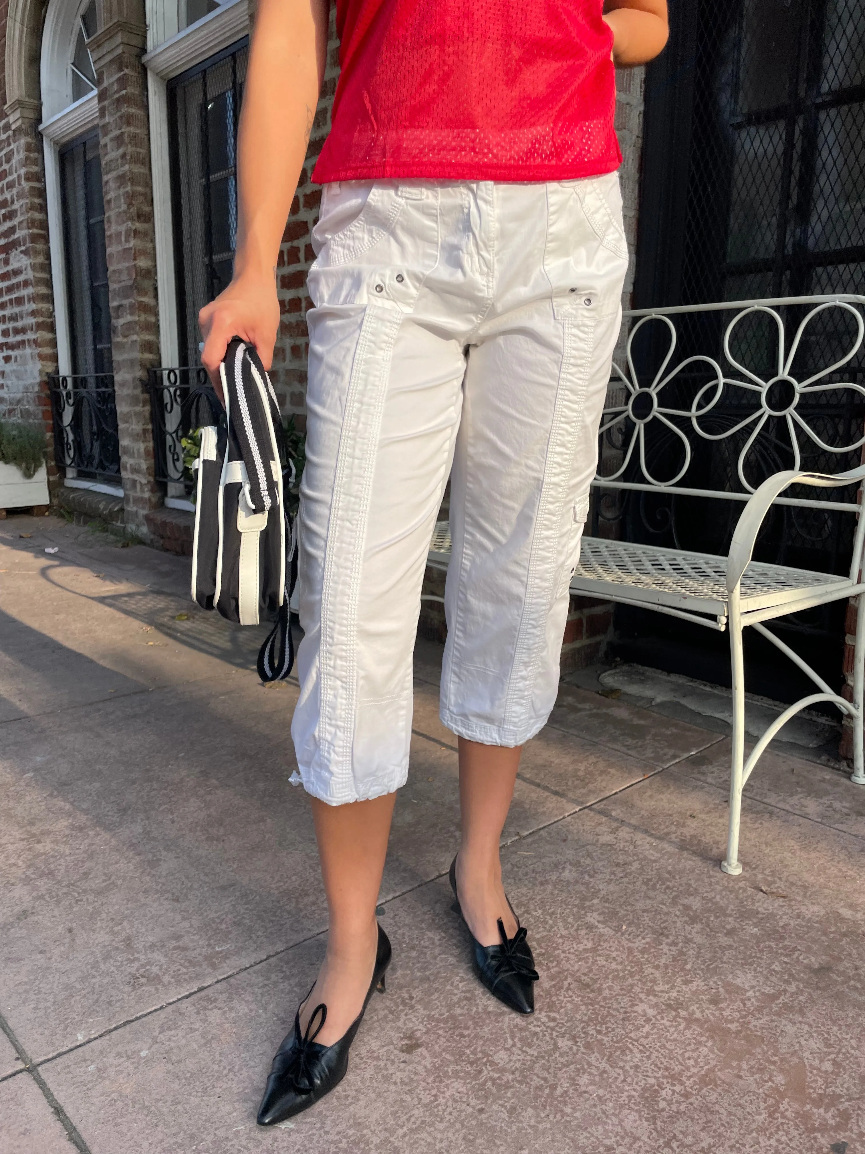 Y2K White Cargo Capris (S)