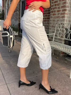 Y2K White Cargo Capris (S)