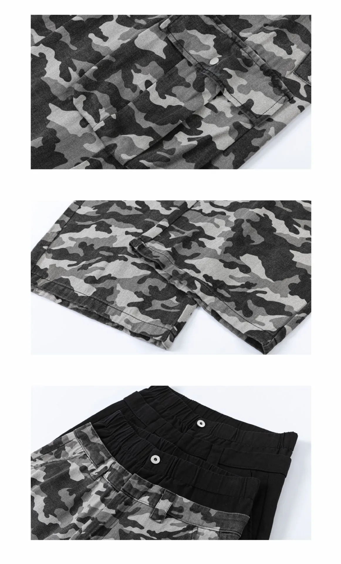 Z015-American Retro Design Double Waist Camouflage Overalls Men's High-end European And American Pants Lovers Tide