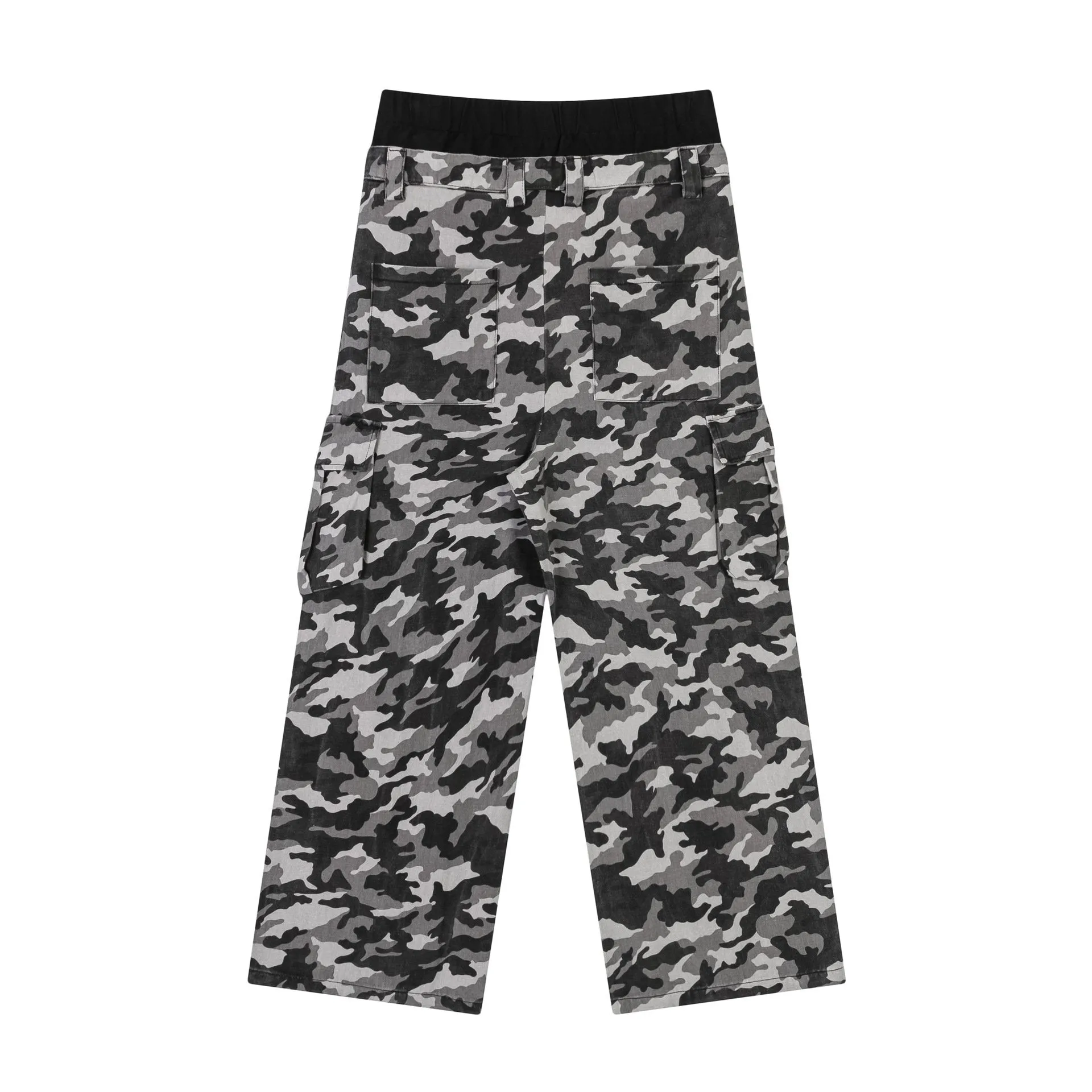 Z015-American Retro Design Double Waist Camouflage Overalls Men's High-end European And American Pants Lovers Tide