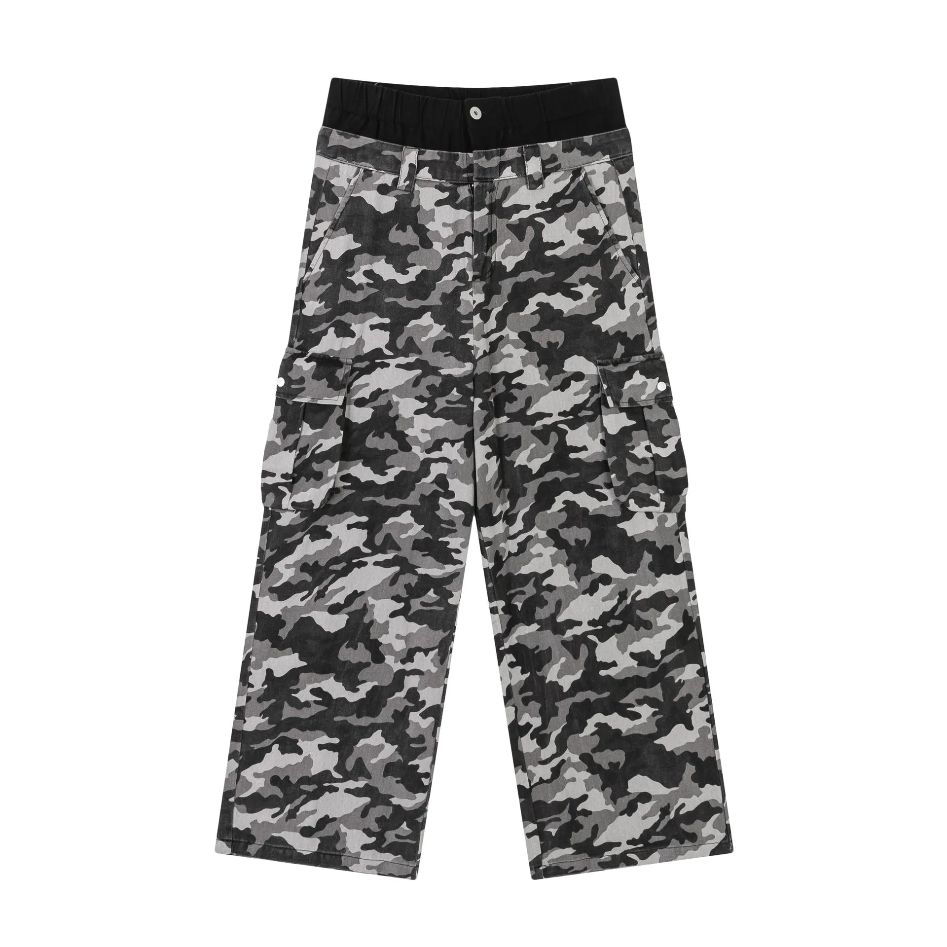 Z015-American Retro Design Double Waist Camouflage Overalls Men's High-end European And American Pants Lovers Tide