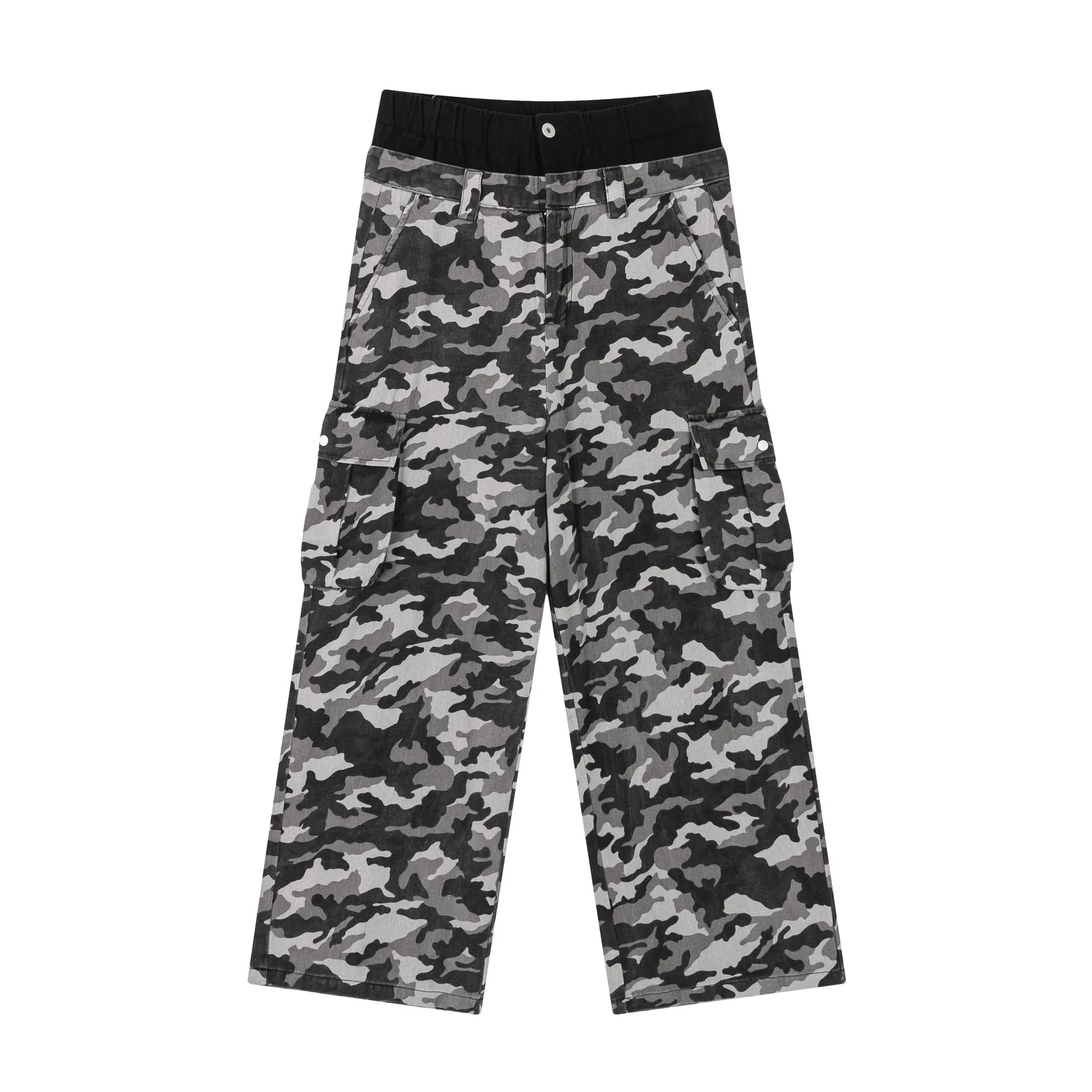 Z015-American Retro Design Double Waist Camouflage Overalls Men's High-end European And American Pants Lovers Tide