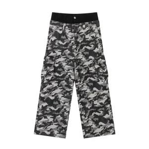 Z015-American Retro Design Double Waist Camouflage Overalls Men's High-end European And American Pants Lovers Tide