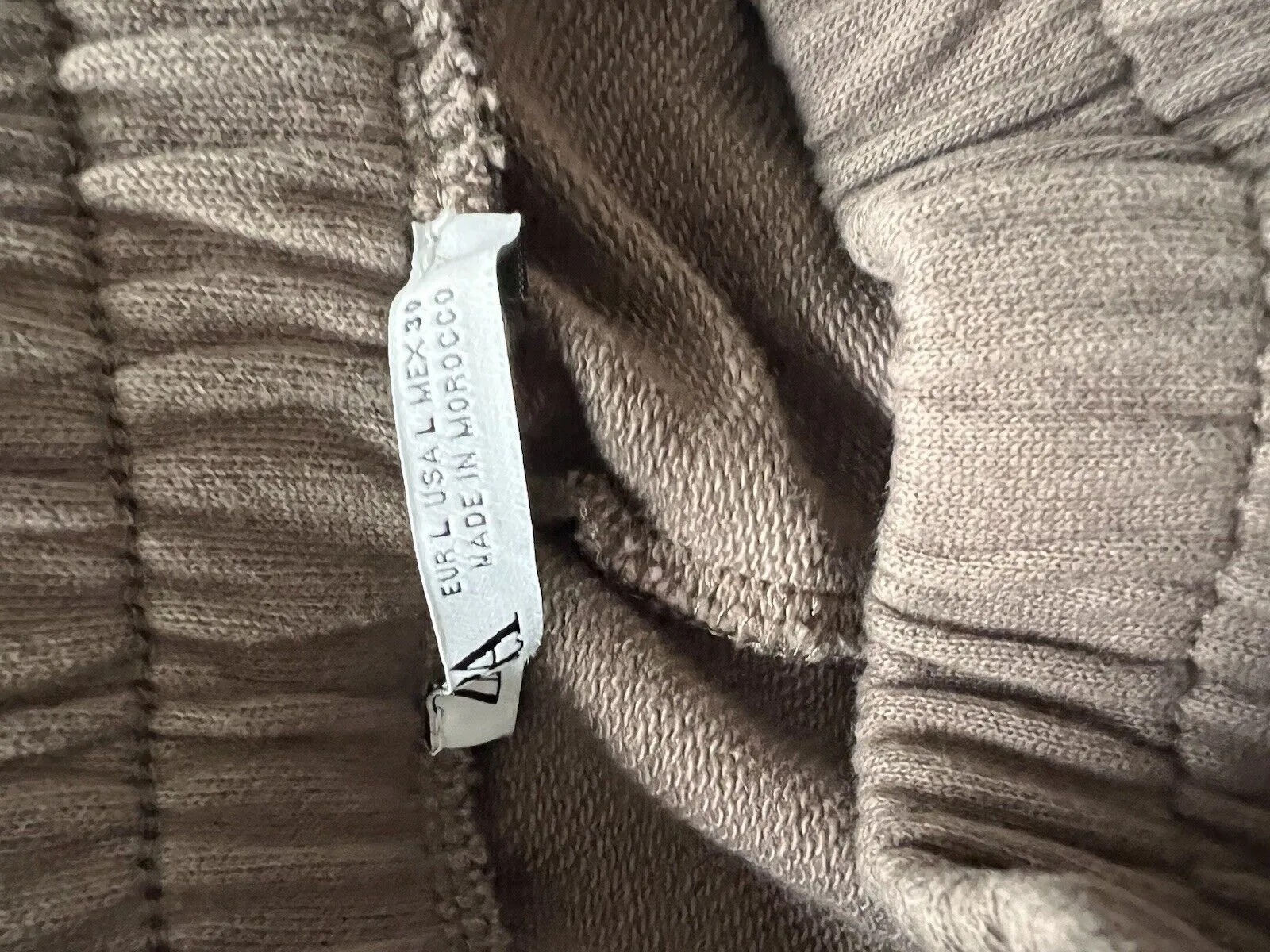 ZARA Womens Elastic Waist Cargo Pants Sz L Brown Parachute Oversized Relaxed Fit