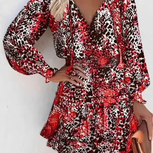 Zendaya Red Splicing V Neck Mini Dress