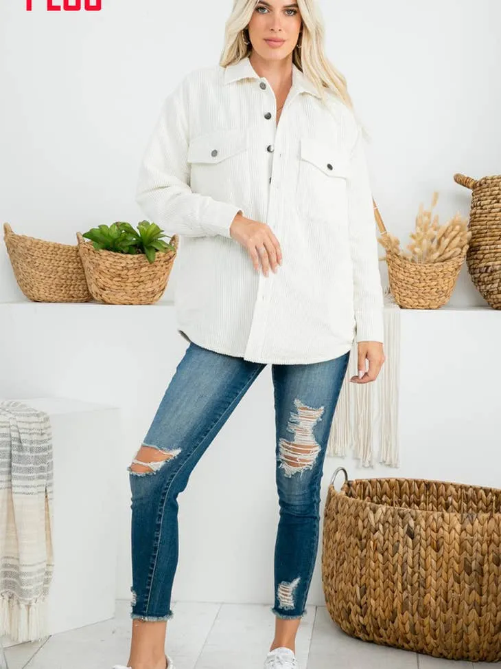 Zia Apparel Padded Corduroy Jacket