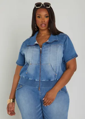 Zip Front Denim Jacket