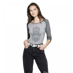 Zoe   Liv Women's 3/4 Sleeve HAMSA HAND of God Raglan Graphic Baseball T-Shirt